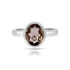 Ring aus rhodiniertem Sterlingsilber mit facettiertem Rauchquarz SR-723