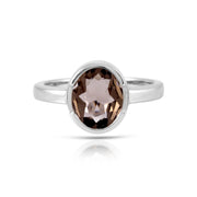 Ring aus rhodiniertem Sterlingsilber mit facettiertem Rauchquarz SR-723