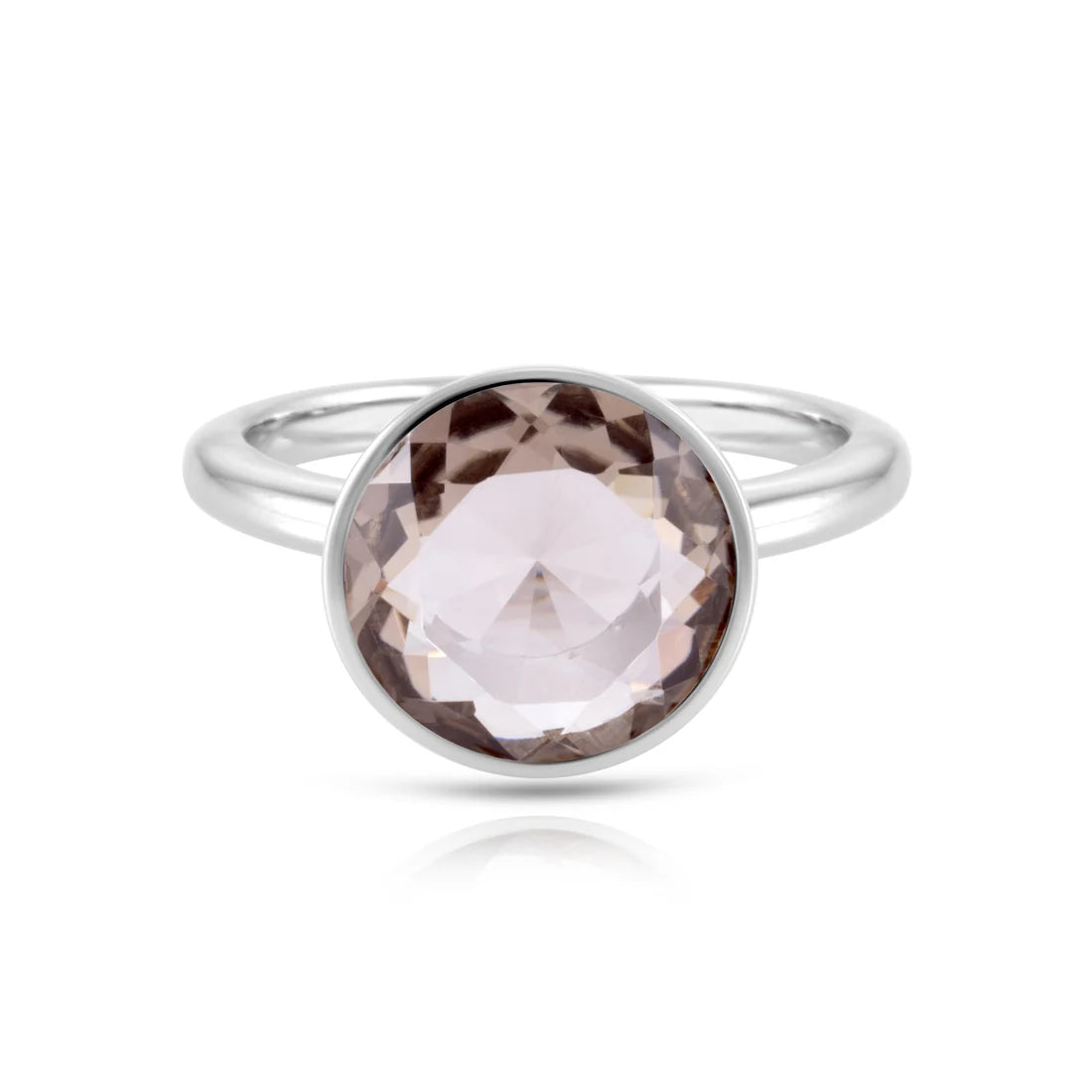 Ring aus rhodiniertem Sterlingsilber mit facettiertem Rauchquarz SR-726-48