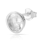 Ohrringe Ohrstecker Sterlingsilber rhodiniert mit Bergkristall runder facettierter Stein SR-730