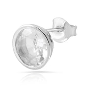 Ohrringe Ohrstecker Sterlingsilber rhodiniert mit Bergkristall runder facettierter Stein SR-730