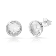Ohrringe Ohrstecker Sterlingsilber rhodiniert mit Bergkristall runder facettierter Stein SR-730