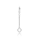 Ohrringe aus rhodiniertem Sterlingsilber, geflochtene Kette mit Kleeblatt-Anhänger, besetzt mit weißen Zirkonia E-4639