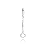 Ohrringe aus rhodiniertem Sterlingsilber, geflochtene Kette mit Kleeblatt-Anhänger, besetzt mit weißen Zirkonia E-4639