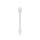 Ohrringe aus rhodiniertem Sterlingsilber, geflochtene Kette mit Kleeblatt-Anhänger, besetzt mit weißen Zirkonia E-4639