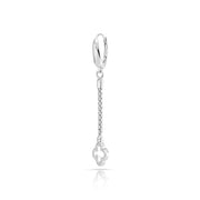 Ohrringe aus rhodiniertem Sterlingsilber, geflochtene Kette mit Kleeblatt-Anhänger, besetzt mit weißen Zirkonia E-4639