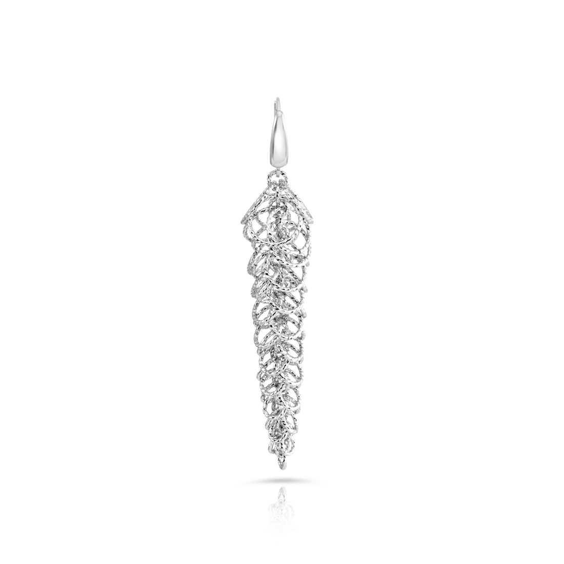 Rhodinierte Ohrringe aus Sterlingsilber in länglicher Baumform mit mehreren Ringen und glänzender Diamantschliff-Oberfläche E-4619