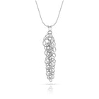 Halskette aus rhodiniertem Sterlingsilber mit langer feiner gedrehter Kette und länglichem Baum Anhänger N-4627
