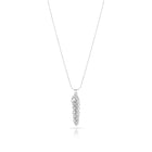 Halskette aus rhodiniertem Sterlingsilber mit langer feiner gedrehter Kette und länglichem Baum Anhänger N-4627