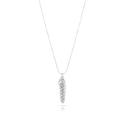Halskette aus rhodiniertem Sterlingsilber mit langer feiner gedrehter Kette und länglichem Baum Anhänger N-4627