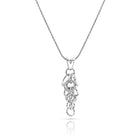Halskette aus rhodiniertem Sterlingsilber mit feiner gedrehter Kette und länglichem Baum Anhänger N-4629