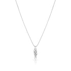 Halskette aus rhodiniertem Sterlingsilber mit feiner gedrehter Kette und länglichem Baum Anhänger N-4629
