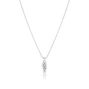 Halskette aus rhodiniertem Sterlingsilber mit feiner gedrehter Kette und länglichem Baum Anhänger N-4629
