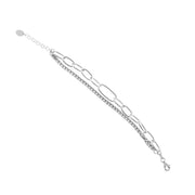 Armband aus rhodiniertem Sterlingsilber, ineinander verschlungenen ovalen Gliedern unterschiedlicher Größe und einer Gourmetgliederkette B-1450
