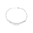 Halskette aus rhodiniertem Sterlingsilber, bestehend aus ineinander verschlungenen ovalen Gliedern unterschiedlicher Größe und einer Gourmetgliederkette N-1515