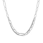 Halskette aus rhodiniertem Sterlingsilber, bestehend aus ineinander verschlungenen ovalen Gliedern unterschiedlicher Größe und einer Gourmetgliederkette N-1515