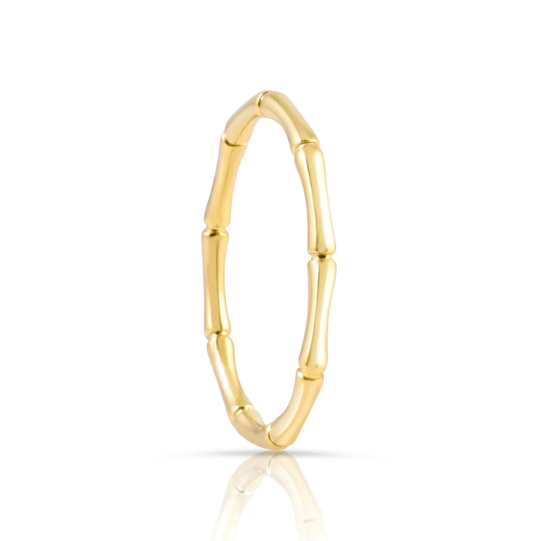Ring aus Sterlingsilber Gelbgold plattiert in Form eines Bambus RI-10098GP-48
