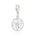 Edelweiss Charm in runder Form aus rhodiniertem Silber C-7038