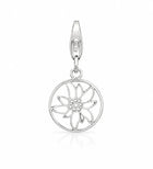 Edelweiss Charm in runder Form aus rhodiniertem Silber C-7038