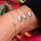 Rundess terling Silber Armband mit Bicolor Filigraner Edelweiss Motiv BG-7010