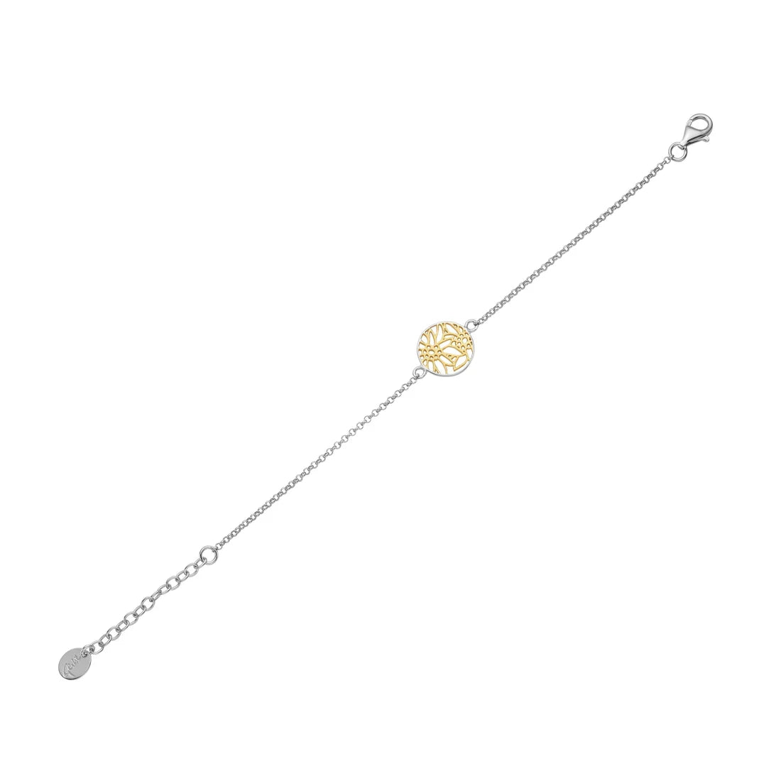 Rundess terling Silber Armband mit Bicolor Filigraner Edelweiss Motiv BG-7010