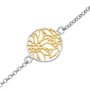 Rundess terling Silber Armband mit Bicolor Filigraner Edelweiss Motiv BG-7010