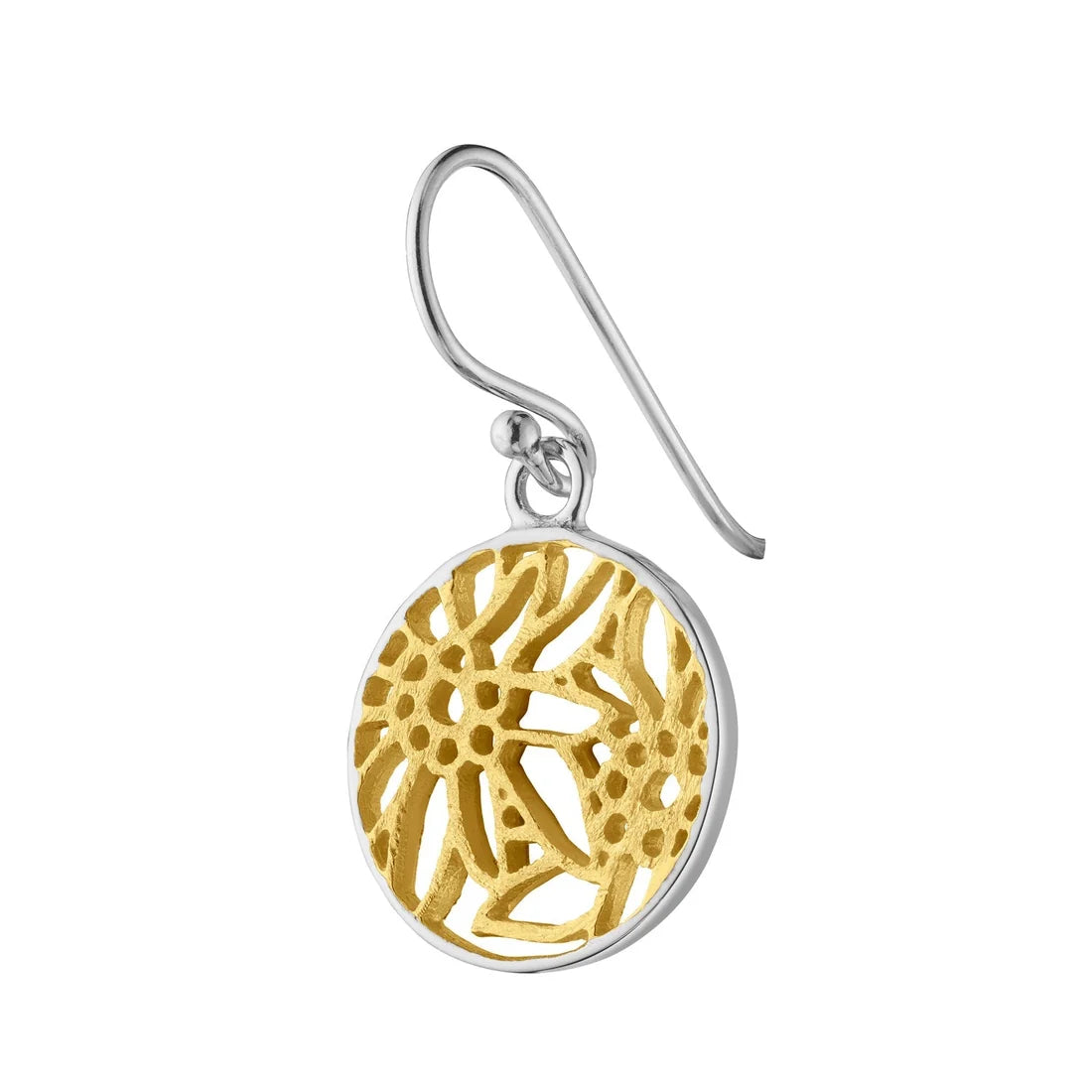 Runder hängender Ohrring aus Sterlingsilber mit Bicolor Filigraner Edelweiss Motiv EG-7013