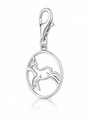 Gämse Charm in runder Form aus rhodiniertem Silber C-7039