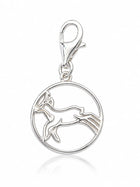 Gämse Charm in runder Form aus rhodiniertem Silber C-7039