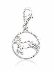 Gämse Charm in runder Form aus rhodiniertem Silber C-7039