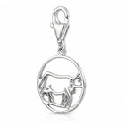 Charm in Form einer runden Kuh aus rhodiniertem Silber C-7037