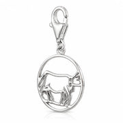Charm in Form einer runden Kuh aus rhodiniertem Silber C-7037