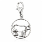 Charm in Form einer runden Kuh aus rhodiniertem Silber C-7037