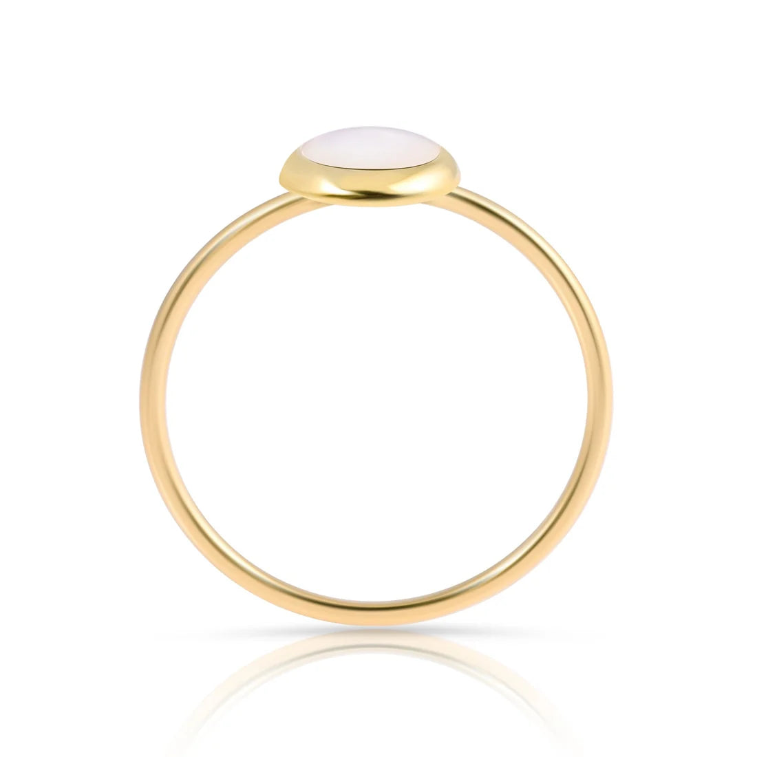 Kleiner Ring aus vergoldetem Sterling Silber mit einem wunderschönen runden Perlmutt RI-10085GP-48