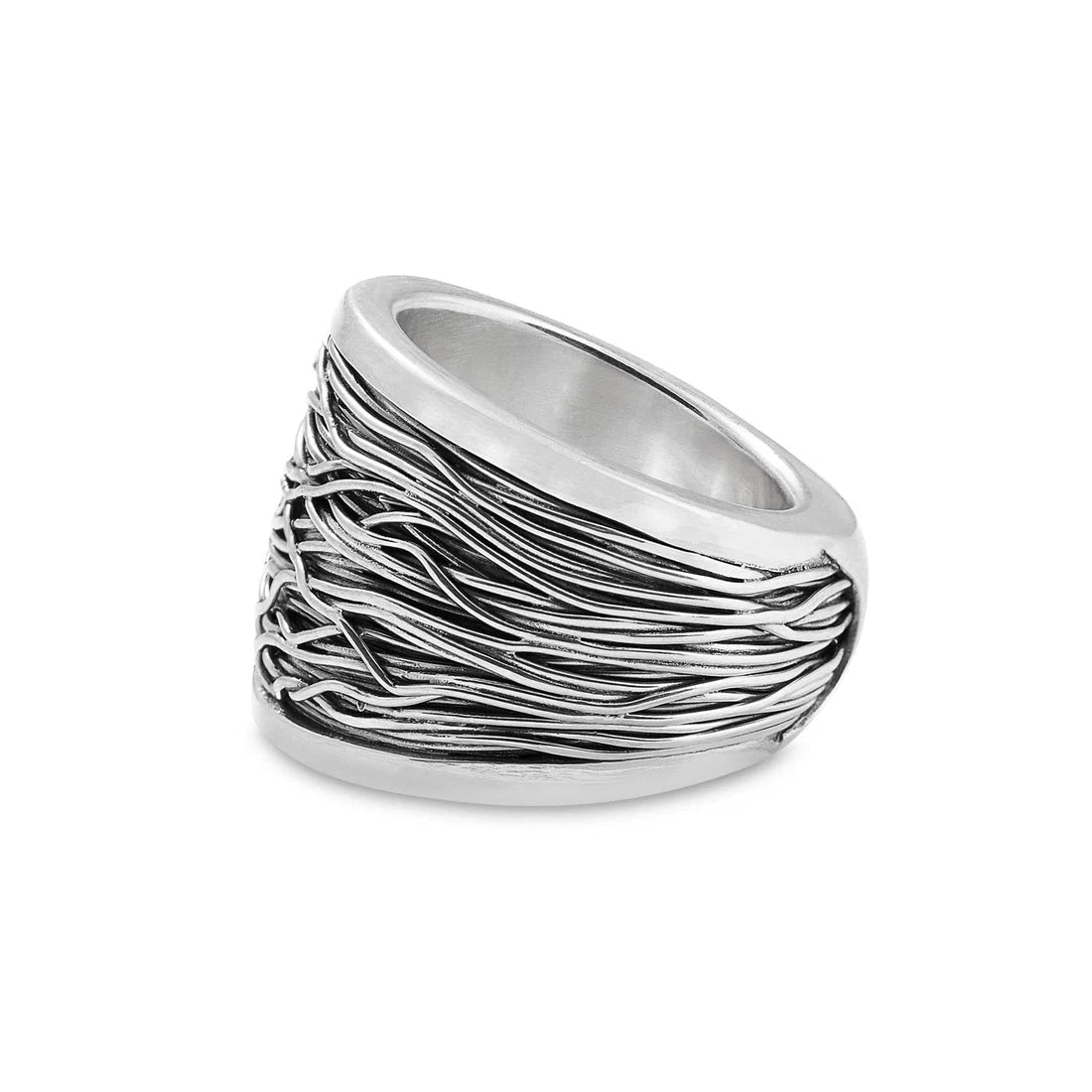 Massiver Ring aus Sterlingsilber mit gewickelten Fäden SKU: R-4-50