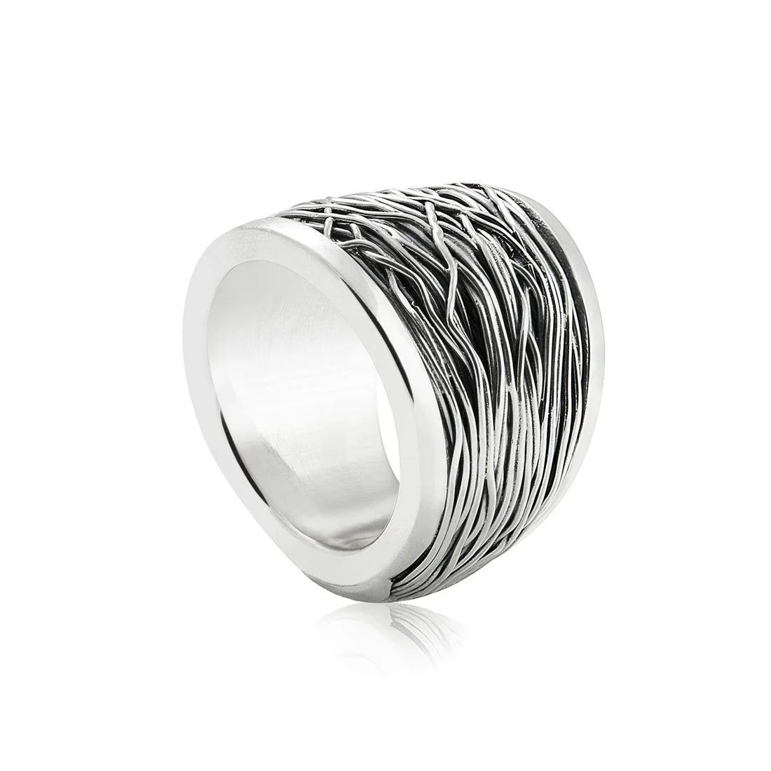 Massiver Ring aus Sterlingsilber mit gewickelten Fäden SKU: R-4-50