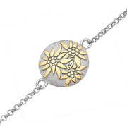 Sterlingsilber Bicolor Armband mit bombiertes Profil-Element Edelweiss Motiv BG-7006