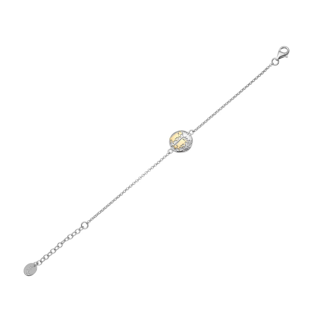 Sterlingsilber Bicolor Armband mit bombiertes Profil-Element Poya Motiv BG-7002
