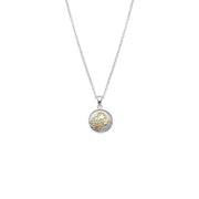 Sterlingsilber Bicolor Halskette und bombiertes Profil Anhänger mit Matterhorn und Edelweiss Motiv NG-7010