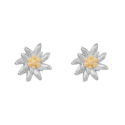 Kleine Zweifarbige Sterlingsilber Ohrstecker mit Edelweiß EG-7003