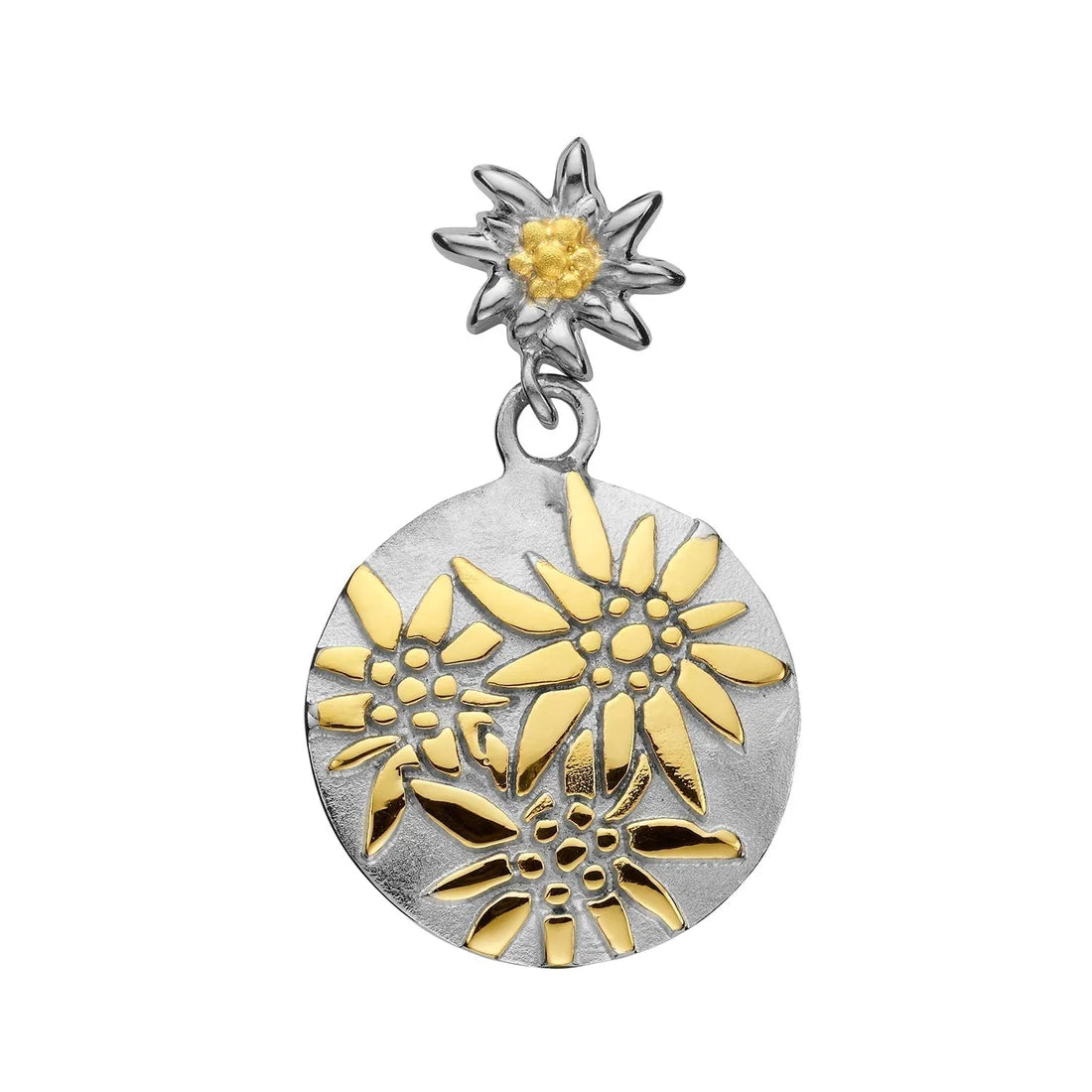 Sterlingsilber Bicolor bombiertes Profil Ohrring mit Edelweiss Motiv EG-7009
