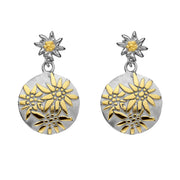Sterlingsilber Bicolor bombiertes Profil Ohrring mit Edelweiss Motiv EG-7009