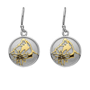 Sterlingsilber Bicolor bombiertes Profil Ohrring mit Matterhorn und Edelweiss Motiv EG-7011
