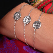 Sterlingsilber Armband mit bombiertes Profil-Element Edelweiss Motiv B-7005