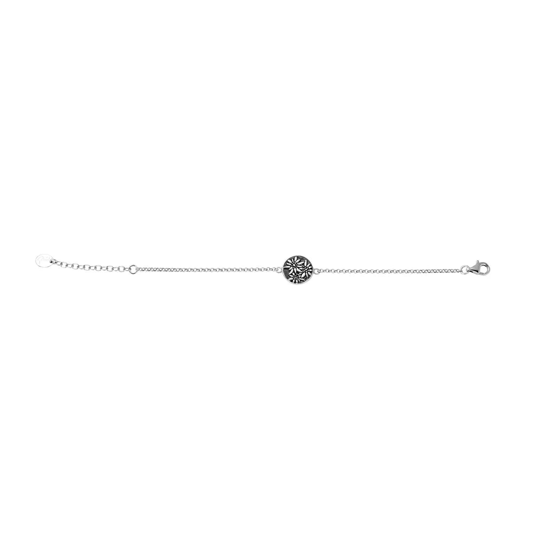 Sterlingsilber Armband mit bombiertes Profil-Element Edelweiss Motiv B-7005