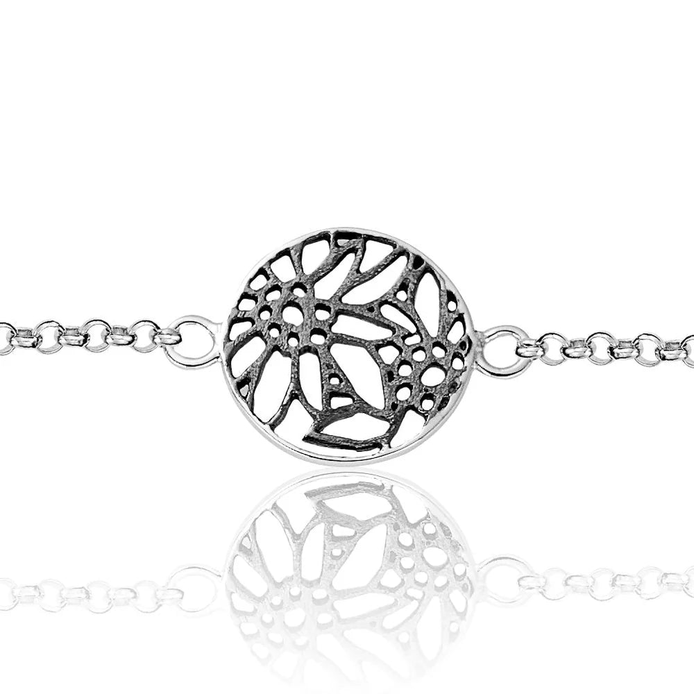 Sterlingsilber Armband mit Filigraner Edelweiss Motiv B-7009
