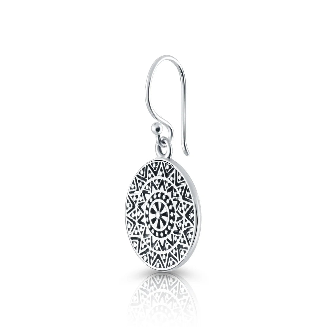 Hängende Ohrringe aus Sterlingsilber mit ethnischen Motiven EA-10055P