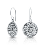 Hängende Ohrringe aus Sterlingsilber mit ethnischen Motiven EA-10055P