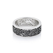 Fine Ring in Sterlingsilber Mit Edelweiss Filigran Rhodium Schwarz R-8007
