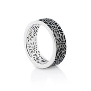 Fine Ring in Sterlingsilber Mit Edelweiss Filigran Rhodium Schwarz R-8007